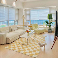 Retro Checkerboard Plush Area Rug