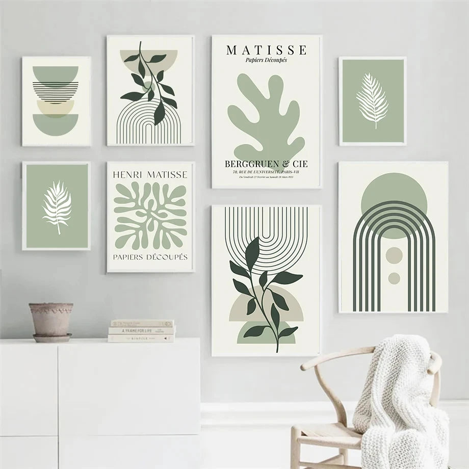Sage Leaf Geometric Canvas