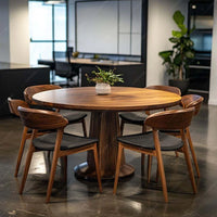 Round Six-Seater Wooden Dining Set