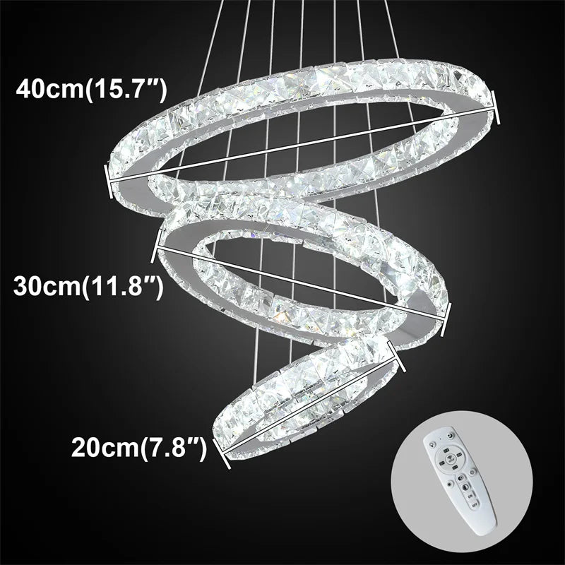 Remote-Dimming Crystal Ring Chandelier