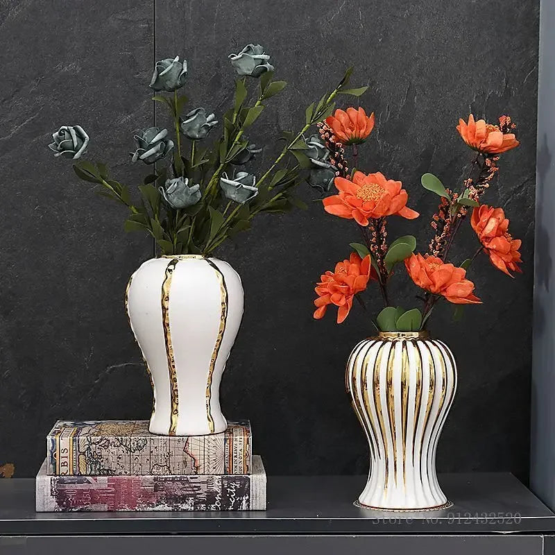 Gold Edged White Vase