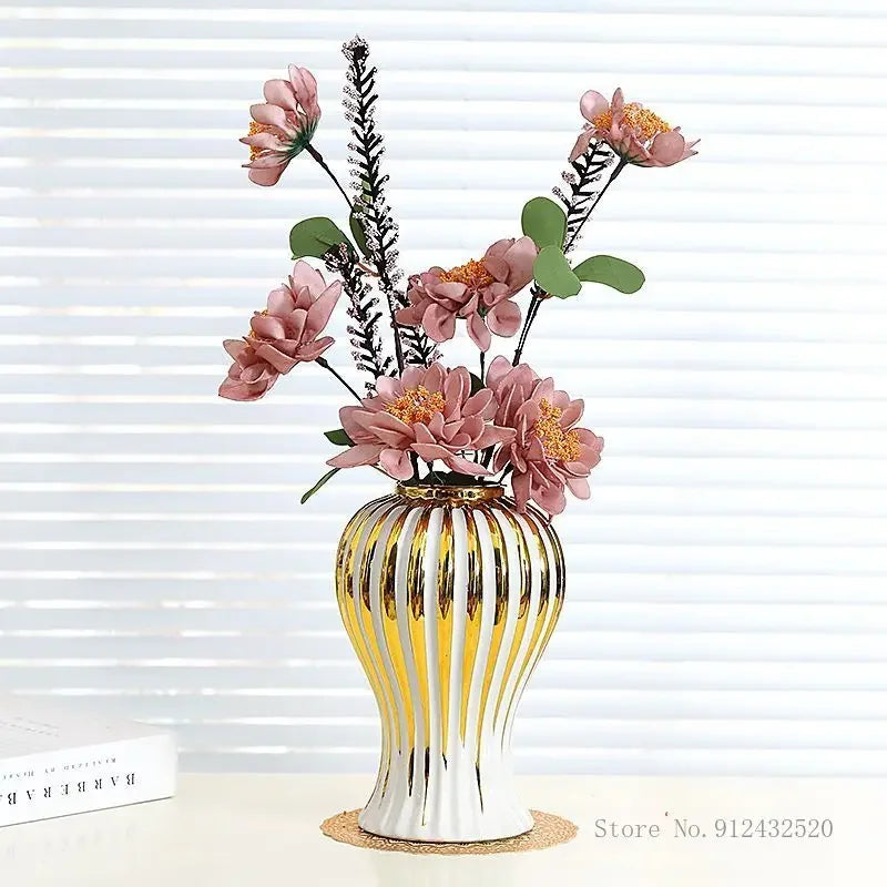 Gold Edged White Vase