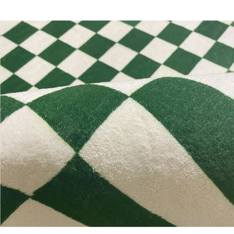 Retro Checkerboard Plush Area Rug