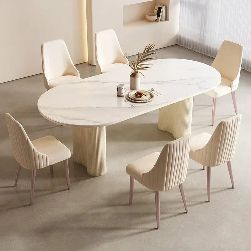 Oval Stone Six-Seater Dining Set