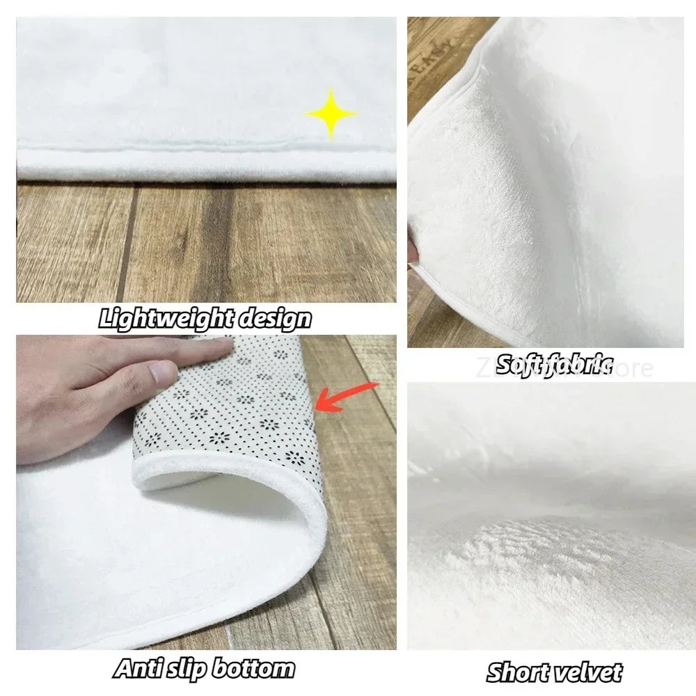 Irregular Cream Oval Area Rug