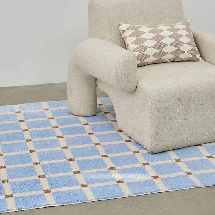 Minimalist Plaid Plush Area Rug