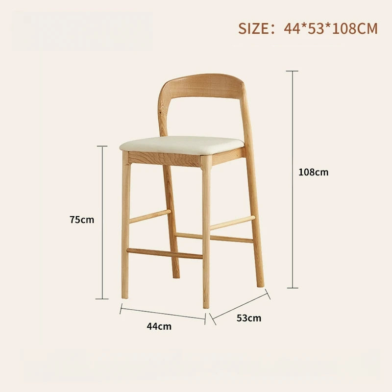 Nordic Wooden Bar Stool