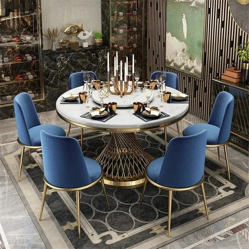Marble Gold-Base Dining Set