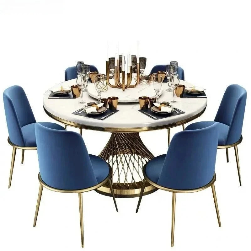 Marble Gold-Base Dining Set