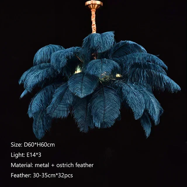 Feathered Ostrich Pendant Chandelier