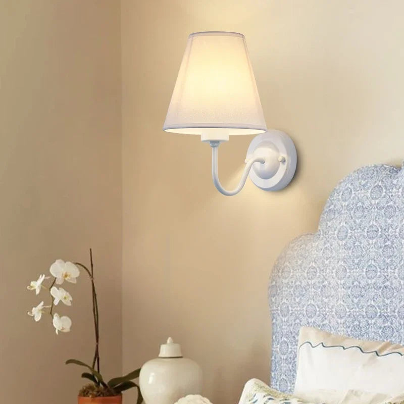 Fabric Shade Bedside Wall Lamp