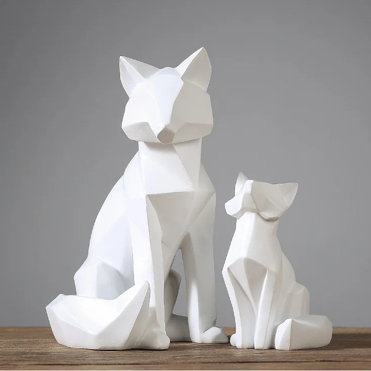 Geometric White Fox Sculpture