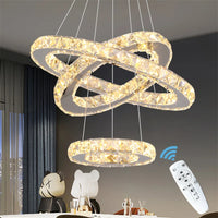 Remote-Dimming Crystal Ring Chandelier