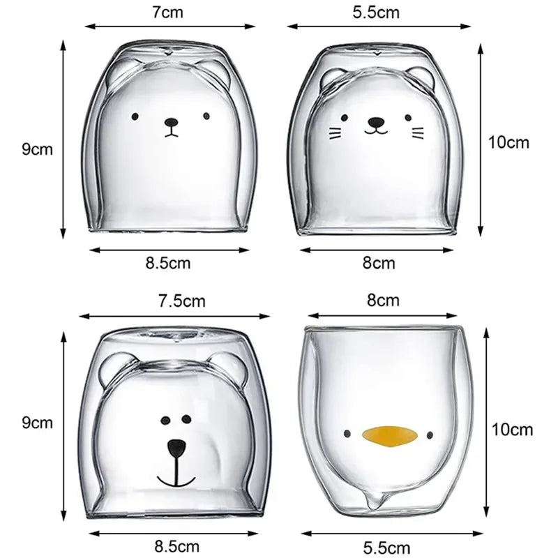 Cute Animal Double Glass