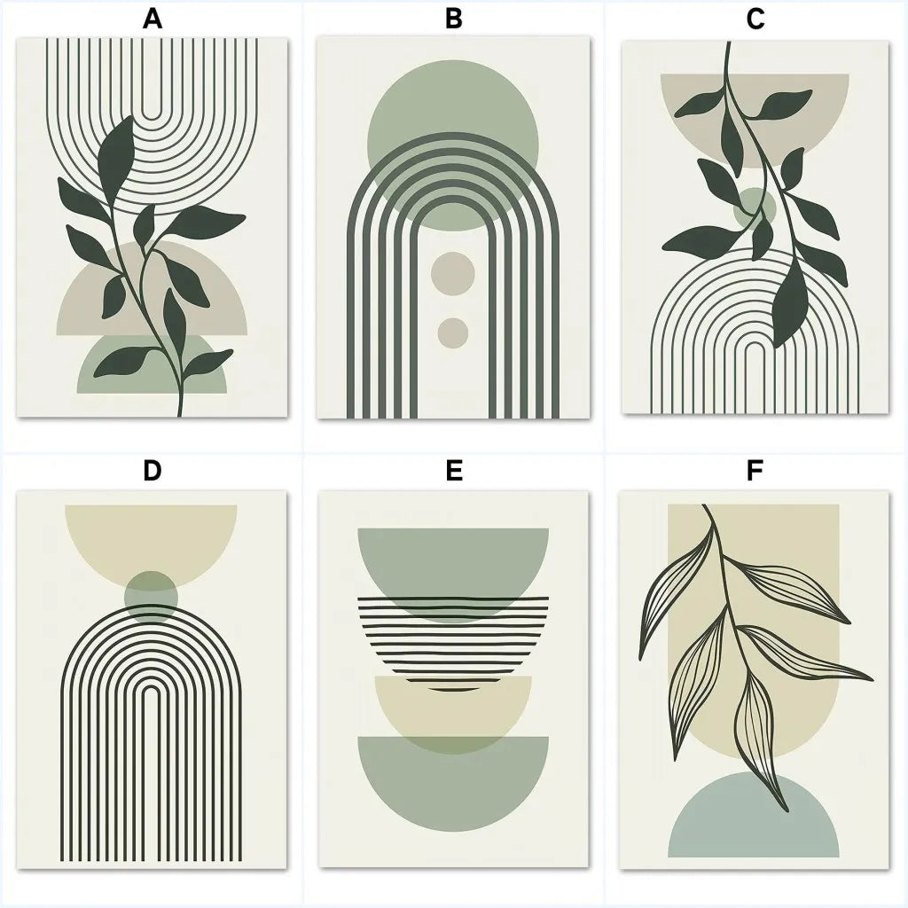 Sage Leaf Geometric Canvas