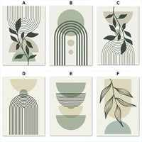 Sage Leaf Geometric Canvas