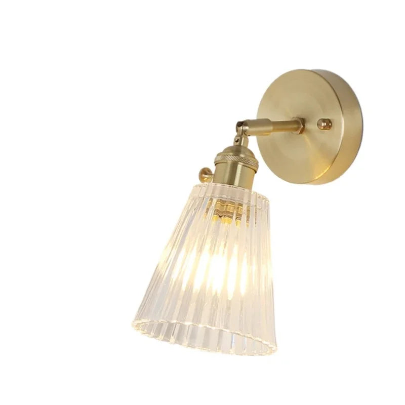 Japanese Brass Glass Wall Lamp