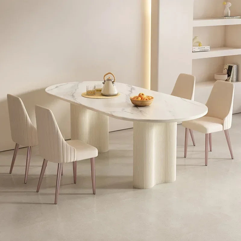 Oval Stone Six-Seater Dining Set