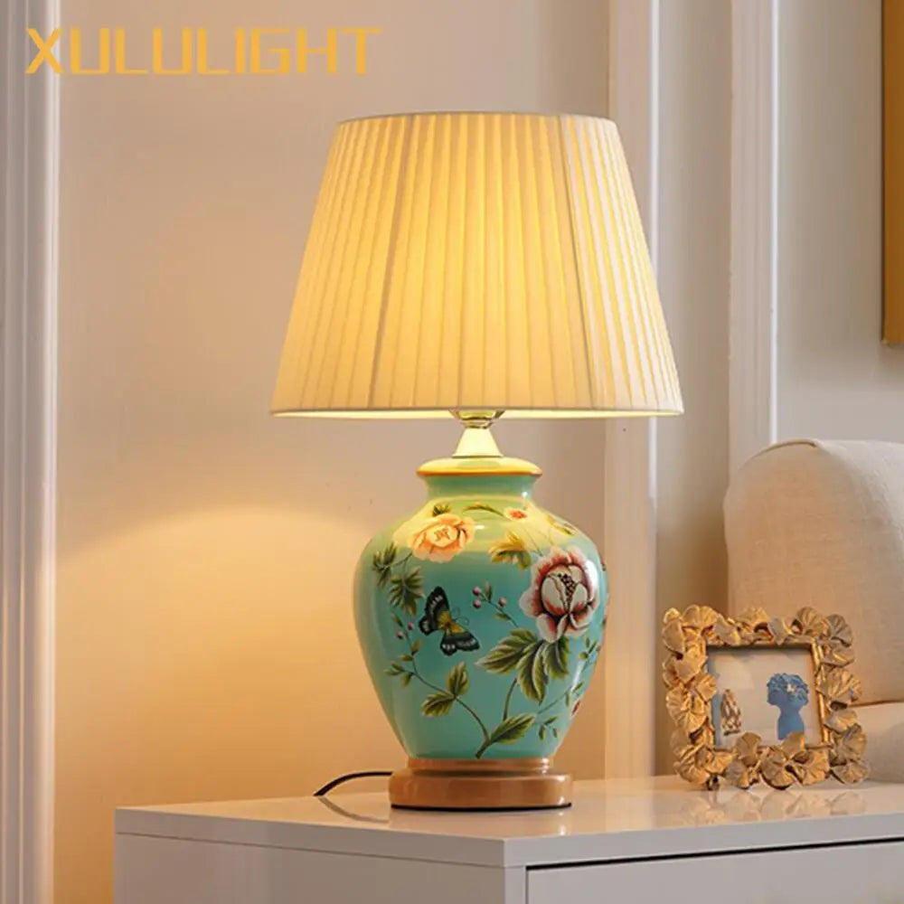 Painted Ceramic Bird Lamp