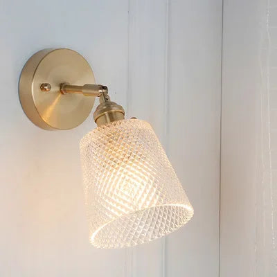 Japanese Brass Glass Wall Lamp
