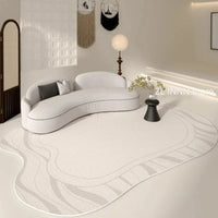 Irregular Cream Oval Area Rug