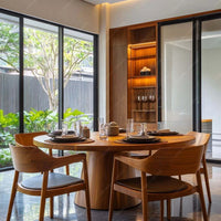 Round Six-Seater Wooden Dining Set