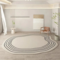 Irregular Cream Oval Area Rug