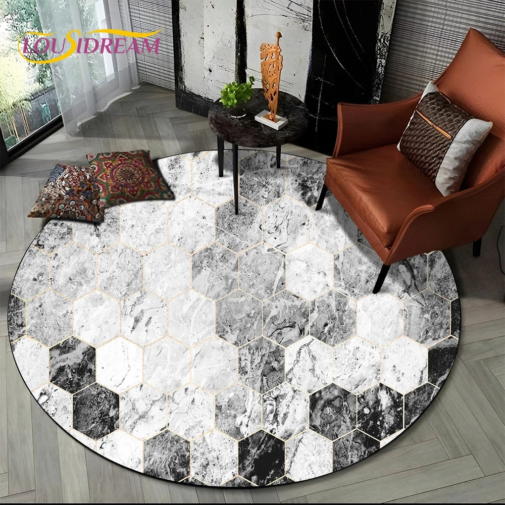 Marble Pattern Round Area Rug