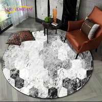 Marble Pattern Round Area Rug
