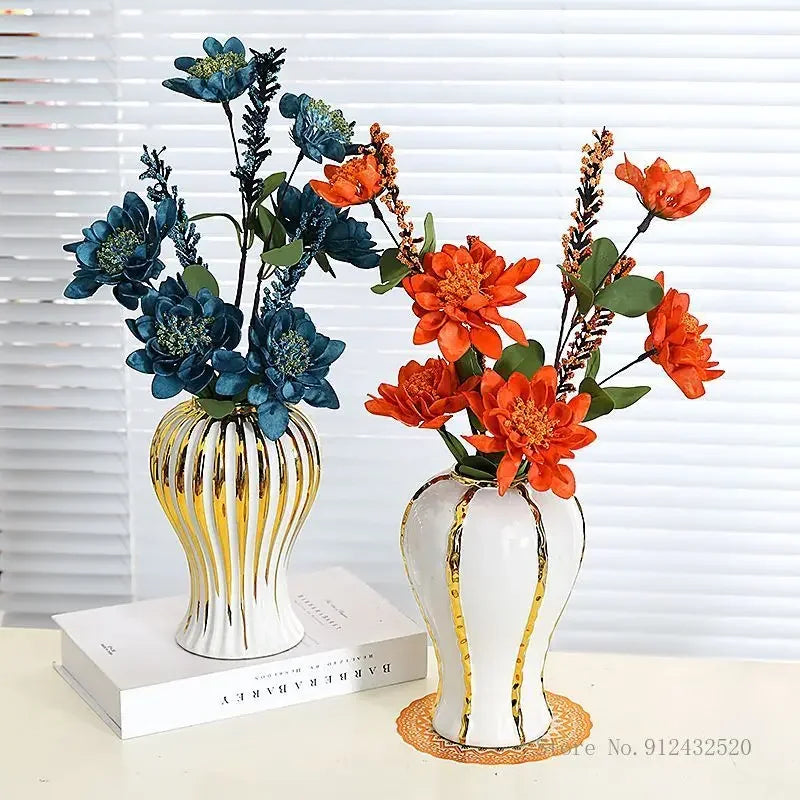 Gold Edged White Vase