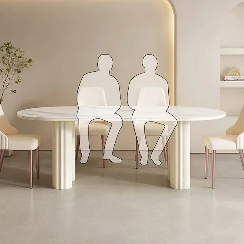 Oval Stone Six-Seater Dining Set