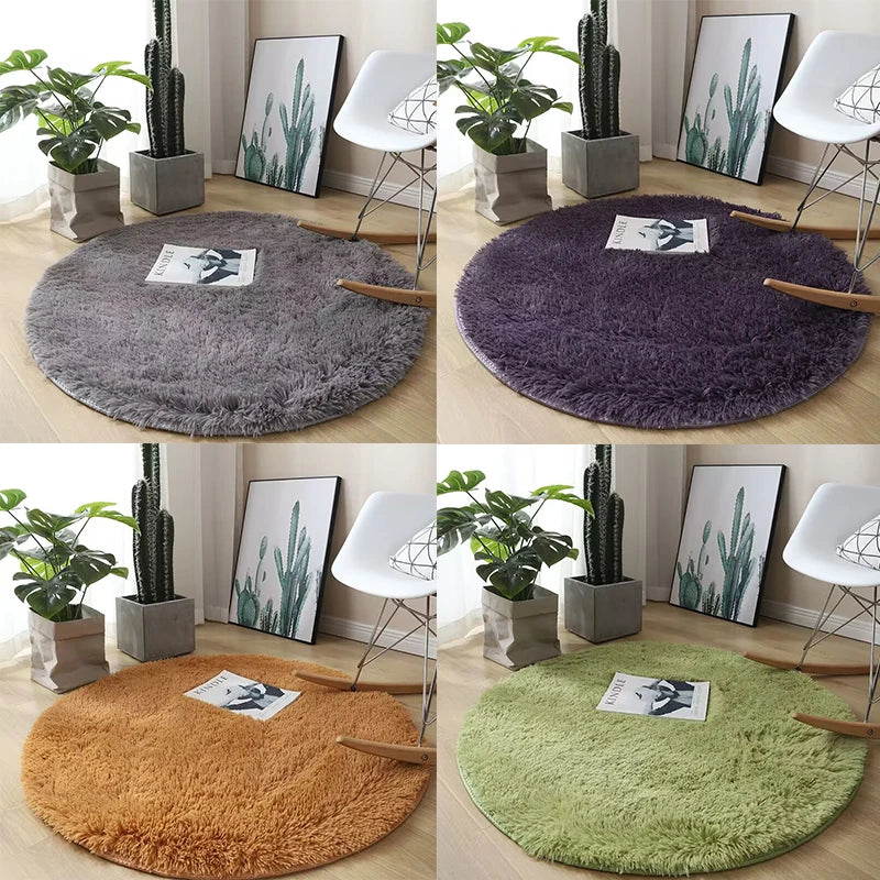 Fluffy Round Bedroom Area Rug