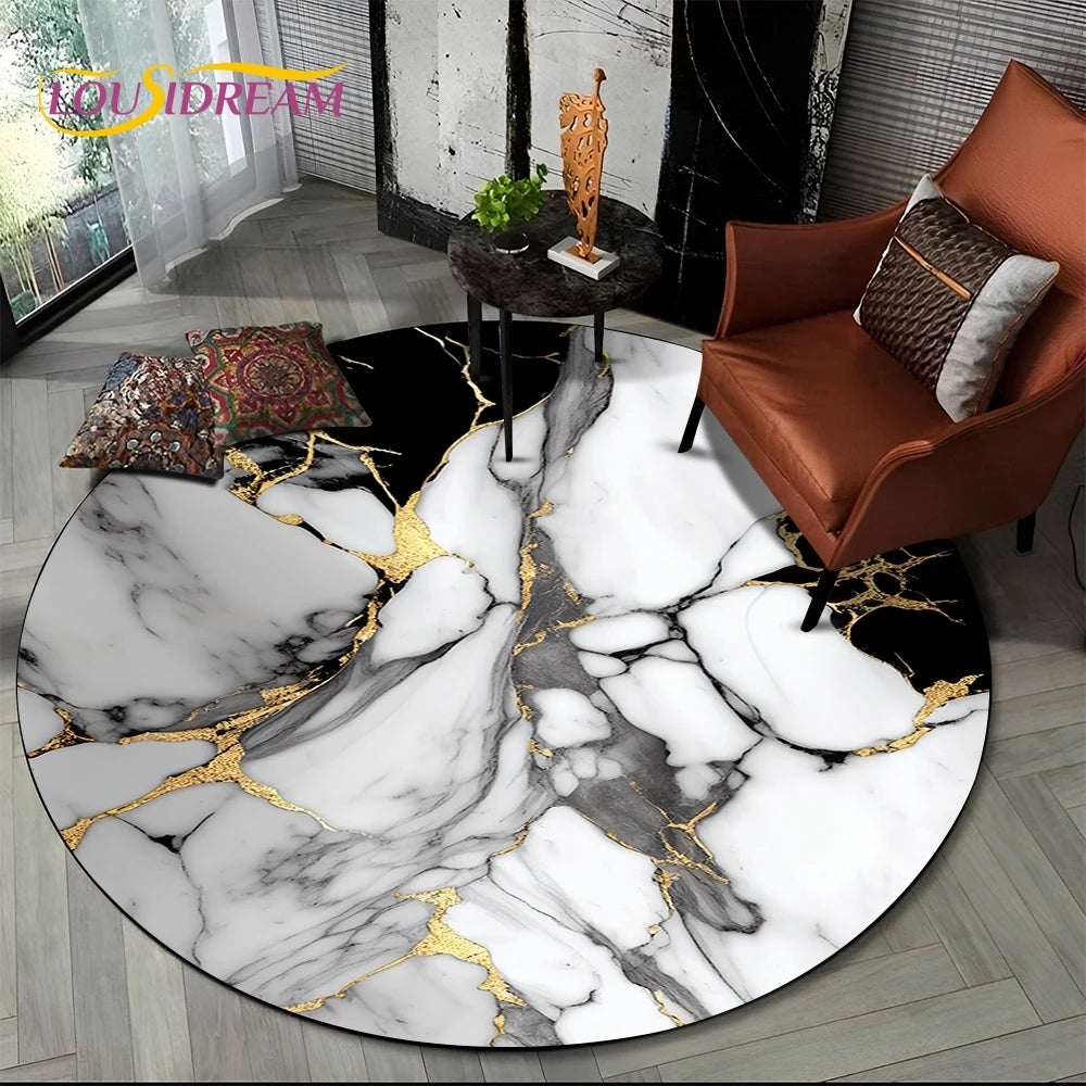 Marble Pattern Round Area Rug