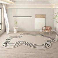 Irregular Cream Oval Area Rug